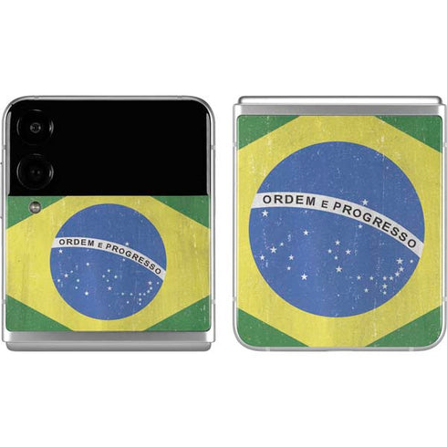 Brazil Flag Distressed Galaxy Z Flip4 5G Skin